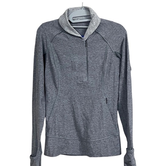 Lemon Tops - Lululemon Half Zip Pullover Jacket Thumbholes Athletic‎ Gray Size 6